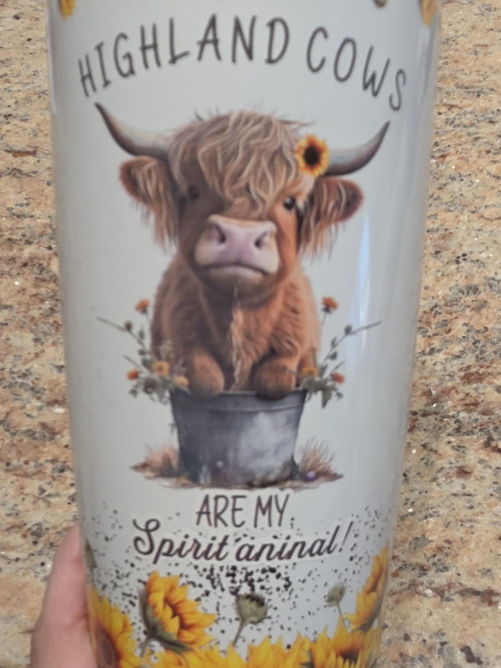 Sassy Handmade Tumbler with Highland Cow